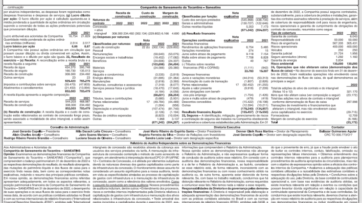 RELATÓRIO DA ADMINISTRAÇÃO SANEATINS 2022 - 7