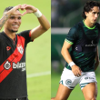 Luiz Fernando (E), do Atlético-GO, e Nicolas (D), do Goiás