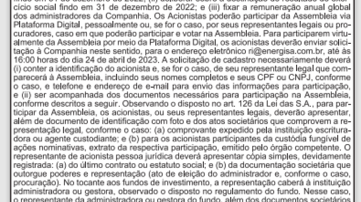 EDITAL DE CONVOCAÇÃO AGO - 26/04/2023