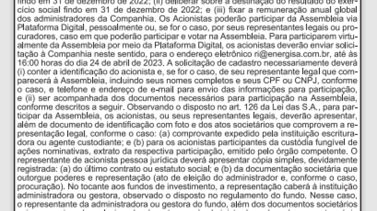 EDITAL DE CONVOCAÇÃO AGO - 26/04/2023