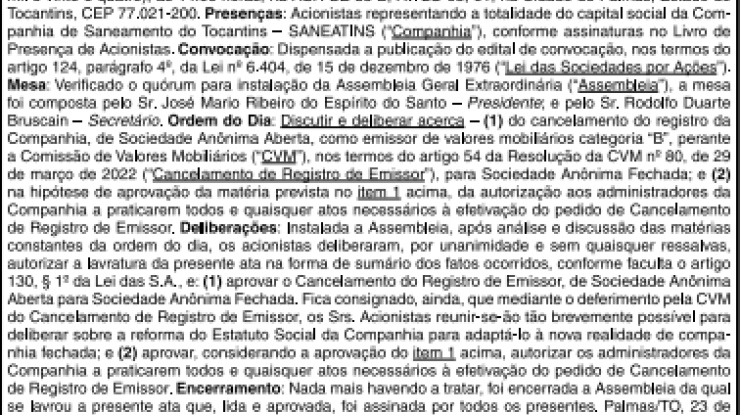 ATA DA ASSEMBLEIA GERAL EXTRAORDINÁRIA